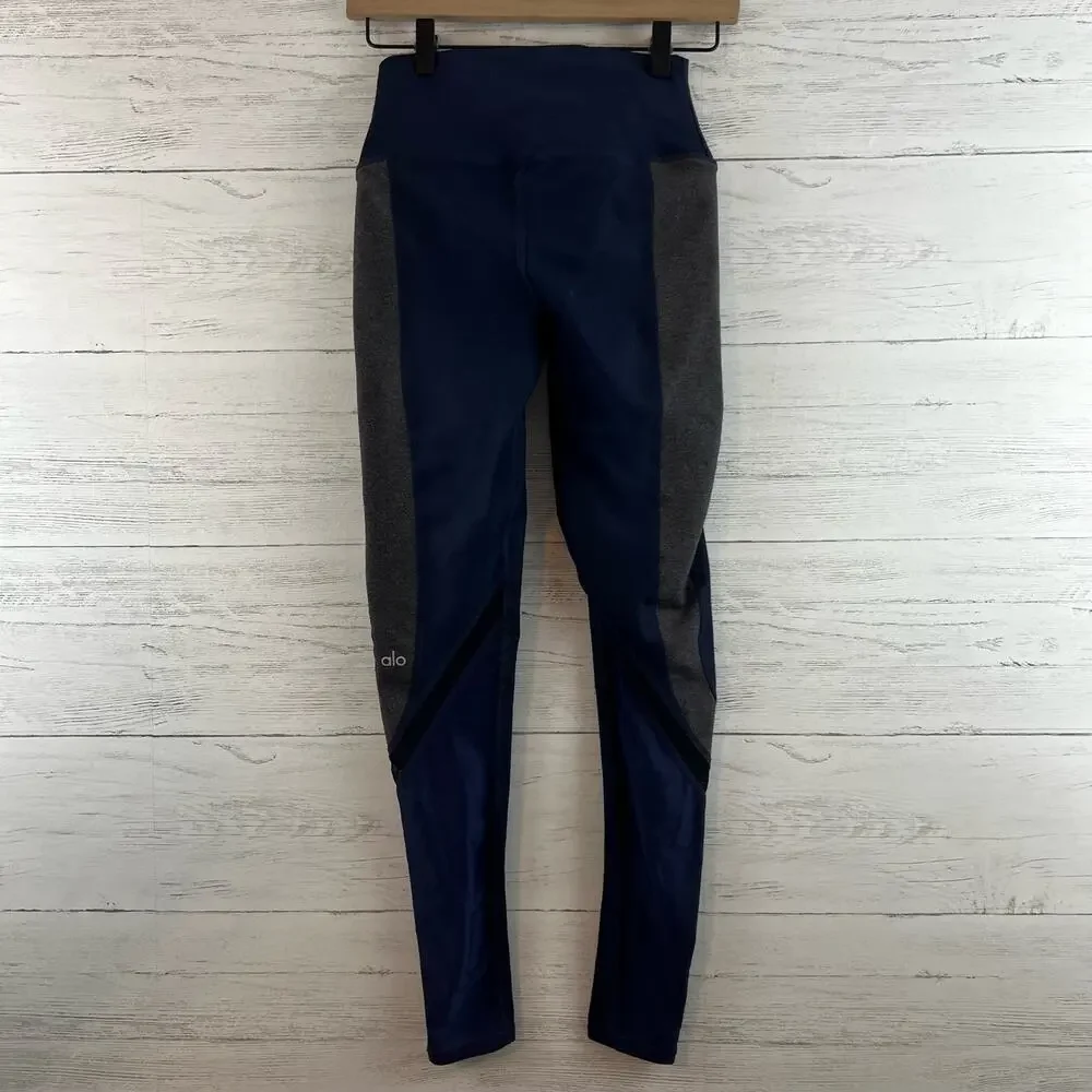 Alo Yoga Elevate Navy Gray Full Length Leggings Size XS
